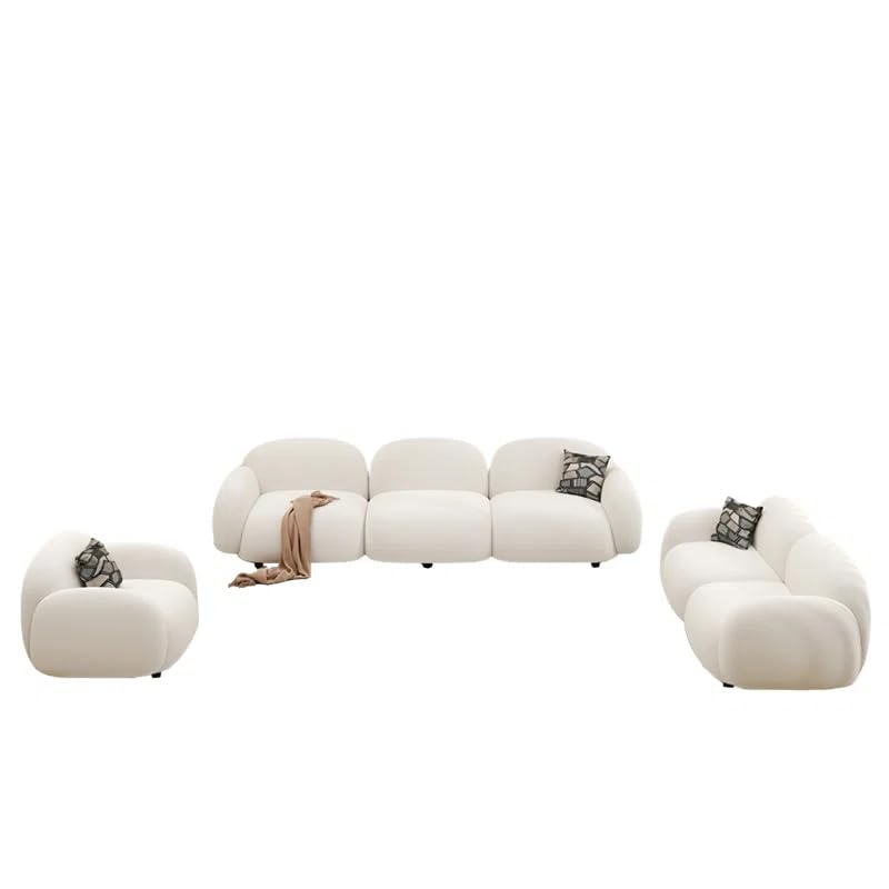 Image of LEGACY OF COMFORT Nailyn 3-Piece Living Room Set (6-Seater Sofa Set - 3+2+1) White