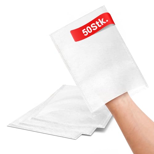 Classic - Guantes desechables (50 unidades, ultrasuaves, de molton), color blanco, desechables para adultos y bebés, guantes de baño de algodón, paños higiénicos para cuidados y personas mayores