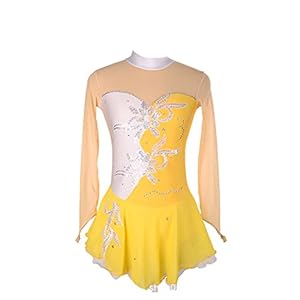 Meisjes kunstschaatsen jurk, dansvoorstelling competitie kleding ijs pak bloemen patroon ijs rok kleding jurken handgemaakt FiveShops (Color : U, Grootte : 3XL)
