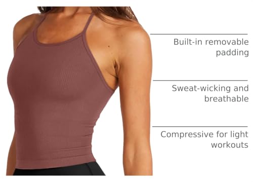 Image of LASLULU Womens Sports Bra Seamless Long Tank Spaghetti Strap Workout Bra