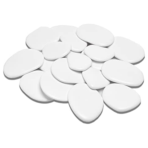 Kalapanta - Large size recycled plastic decorative pebbles for pots, paint, aquariums, garden, mini pack, rock painting, white Cover