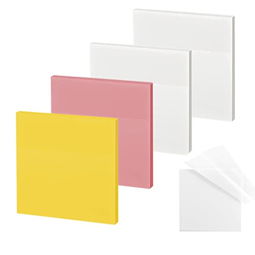 ENLUOM Clear Sticky Notes - 3 x 3 inch, Translucent Colorful Sticky Notes, Pastel Colors, Clear Sticky Notes for Books, Notes, Clear Sticky Notes (200 Sheets)