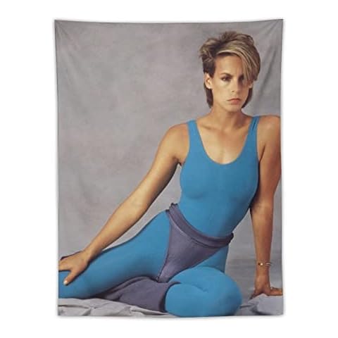 YINI Jamie Lee Curtis Tapestrys Actor Artistic Photo Blue Fitness Kit Tapestries Art Print Wall Photo Paint Tapestry Hanging Picture Family Bedroom Decor Gift 30"x40" Cover