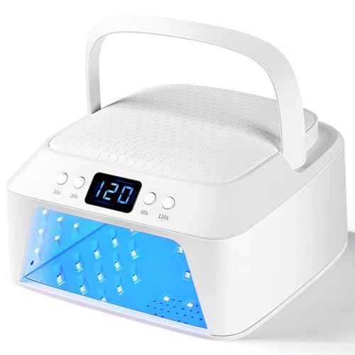 JODSONE Lampada Unghie UV LED Professionale, Built-in Grande Spazio Maniglia Portatile anteriore e posteriore Doppio Display Professionale Smalto Gel Ad Asciugatura Rapida