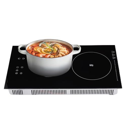 Cocina eléctrica de inducción de 2 quemadores - Cocina eléctrica vertical de vitrocerámica de 110 V | Cocina de inducción doble | Cocina de encimera con control for una cocción rápida compatible con l