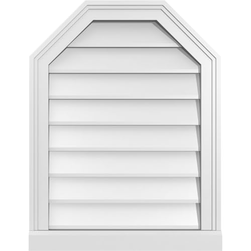 Ekena Millwork GVPOT20X2603SN Octagonal Top Surface Mount PVC Gable Vent, Factory Primed White