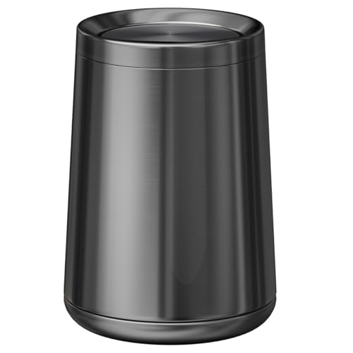 Image of 10 L /2.6Gallen,Swing Lid Trash Can,Brushed Stainless Steel Garbage Can with Flipping Lid,for Bathroom, Kitchen,Living Room,Bedroom,Hotel (Black Gold)