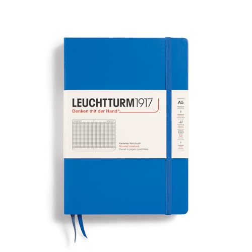 Image of LEUCHTTURM1917 - Notebook Hardcover Medium A5-251 Numbered Pages for Writing and Journaling (Sky, Squared)
