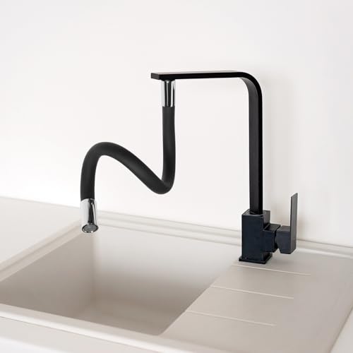 Extensor de grifo de cocina negro de 50 cm antisalpicaduras y accesorio de ahorro de agua 7