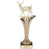 Same Day Awards Typhoon Deer Trophy 11 Inch Stylish Gold Award with Buck Figure on Marble Base – Custom Engraved Hunting Trophy for Competitions Archery Wildlife Recognition Seasonal Events