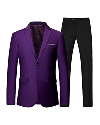 Wemaliyzd Men's Regular Fit 2 Piece Business Suit 2 Buttons Prom Dinner Suit Pants