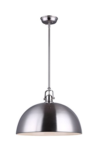 CANARM IPL222B01BN16 LTD Polo 1 Light Rod Pendant, Brushed Nickel with Painted White Interior
