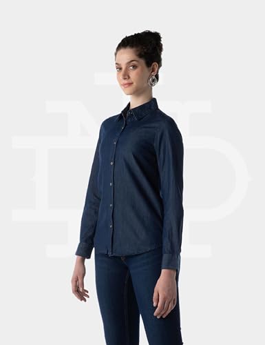 Image of INKD Women's Full Sleeve Casual Denim Shirt - 100% Cotton | Front Button Detailing | Regular Fit