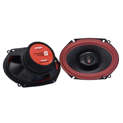 CERWIN-VEGA! Vega Series 6"x8" 2-Way Coaxial Car Speaker System, 75W RMS/400W MAX, 2 Ohm, Titanium Tweeters, Red Rubber Surround, Premium Car Audio System, Coaxial Car Speakers - Single Unit V468 - Thumbnail 2