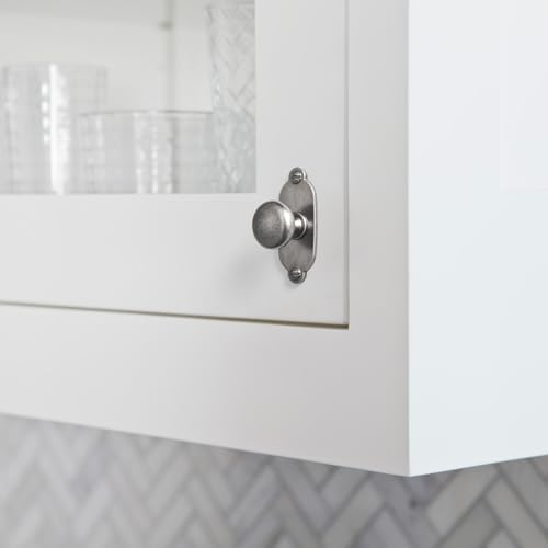 Image of Goo-Ki Antique Sliver Zinc Alloy Cabinet Knob with Backplate - Single Hole Center Cabinet Pull Hardware for Bedroom, Kitchen, 2 Pack(8611-G013)