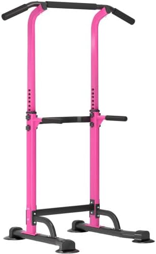 Barra de dominadas ajustable y estación de inmersión, 10 ajustes de altura, capacidad de 400 libras, entrenador de fuerza multifuncional para