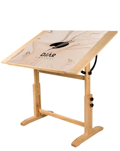 DJAR Adjustable Wooden Drawing Table, 42"x30" Artist Drafting Desk for
