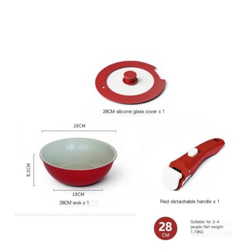 Wok 28 cm con mango desmontable aluminio resistente miniatura 4