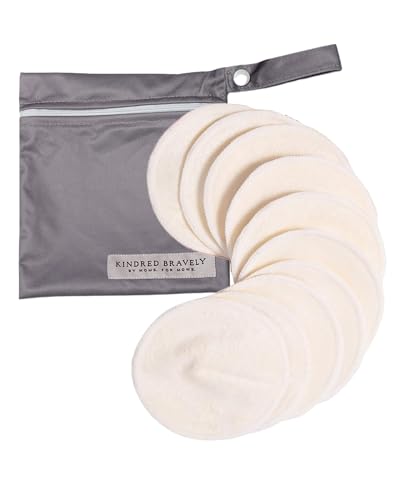 Kindred Bravely Organic Reusable Nursing Pads, Washable, for Breastfeeding & Leaking with Carry Bag, 10 Pack 4.5