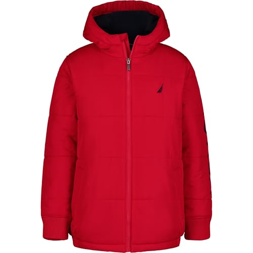 Image of Nautica Boys' Heavyweight Hooded Bubble Jacket With Polar Fleece Lining
