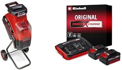 Einhell Broyeur de végétaux sans fil REDAXXO 36/25 Power X-Change (36V, épaisseur de branche max. 25 mm, 3 lames réversibles en acier, sac collecteur de déchets 55L) + Twincharger et 2 Batteries 4,0Ah — vue 2