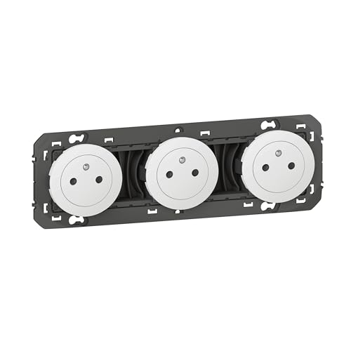 Legrand 600333 Dreifachsteckdose 2P+T Oberfläche Dooxie, 16 A, vorverdrahtet, weißes Finish