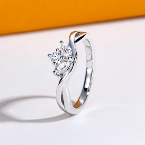 Marquise & Round Cut Moissanite Wedding Engagement Rings for Women D Color VVS1 Clarity 925 Sterling Silver Promise Anniversary Rings with Certificate3