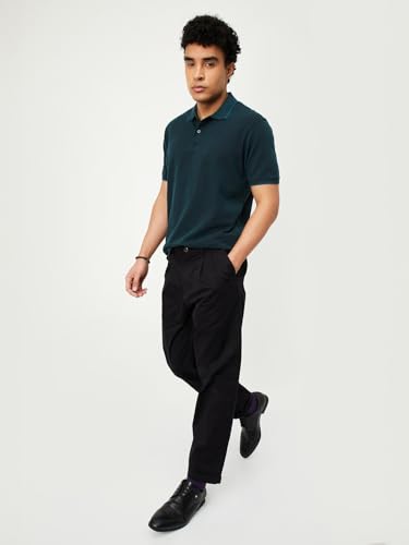 Image of Max Mens Cotton Blend Regular Fit Half Sleeves Solid Polo T-Shirt