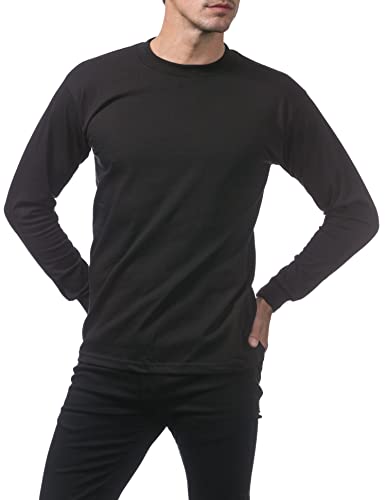 Pro Club Men's Heavyweight Cotton Long Sleeve Crew Neck T-Shirt
