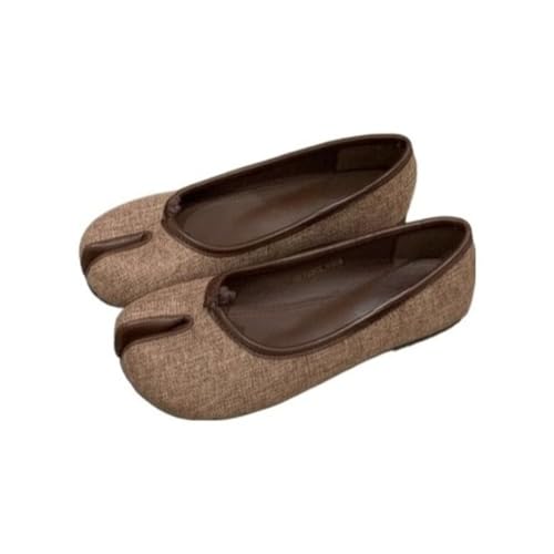 Women's Cute Tabi Shoes French Style Canvas Split-Toe Slip On Ballet Flats Easy Comfort Cozy Dressy Shoes Casual Outfit