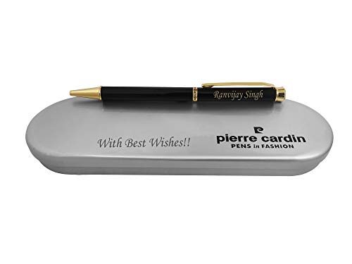 Image of SAVRI Personalized Crystal Ball Point Pen With Name Engraved-Ideal Gift For Special Occasions-Birthday,Anniversary,Father'S Day-Custom Message On Box-Black Color-Gift For Him,Her,Friends,Parents.