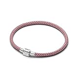 PANDORA Moments 594530C01-S3 - Pulsera de cordón rosa brillante con plata de ley, compatible con Moments, tamaño: 20 cm