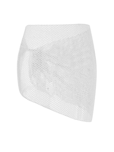 Image of ZAFUL Sarong Coverups for Women Beach Vacation Fishnet See Thru Tie Side Bathing Suit Cover Up Mini Skirt (1-White, One Size)