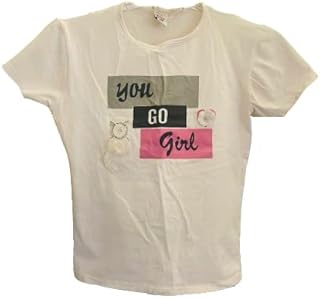 تيشرت عصري مطبوع بتصميم نص ملهم للبنات، مقاس 9-10 سنوات