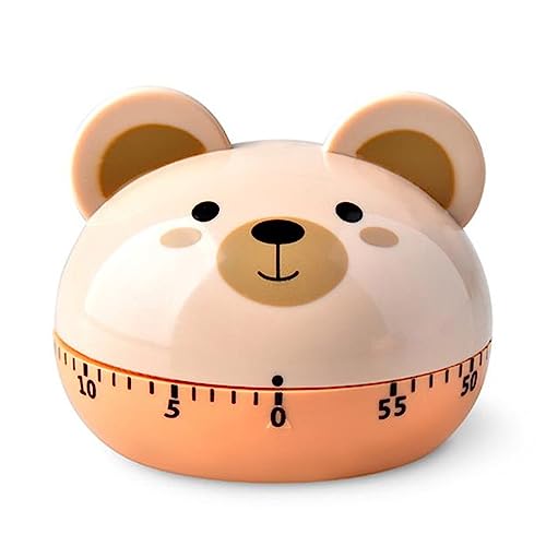 60 Minute Mechanical Kitchen Timers Cute Cartoon Animal Shape Mini Countdown Timer for Teachers Classroom Kids Homework Reading Adults Cooking Office (Bear)