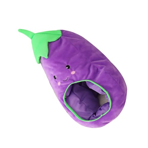 Chapeau aubergine peluche 46x25 cm doux et original pour fête costumée