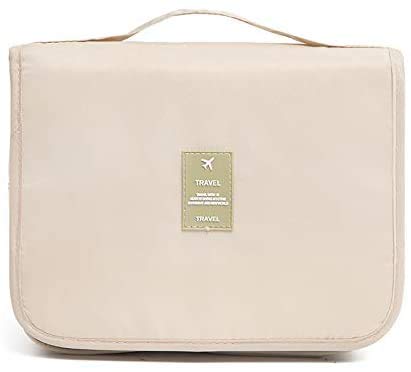 ALCIONO Makeup Hand Bag Portable Multi Brush Holder Bag For Travel, Home| Cosmetic Organizer Detachable Pouch for Women and Girls - beige