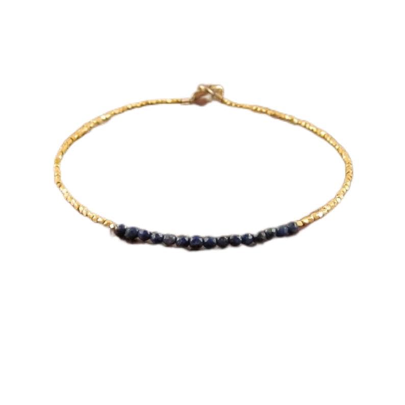 Bracelet lapis-lazuli 3mm perles lisses pour sublimer vos tenues bohèmes chic