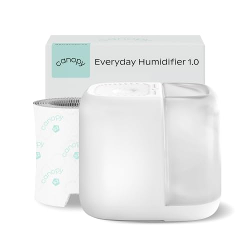 Image of Canopy Bedside Evaporative Humidifier - 36 HR Run Time, 2.5L Capacity - No Mist - Help Alleviate Symptoms of Allergies, Flu, Cold, Dry Skin Includes Humidifier, Unwind Aroma, Filter - White