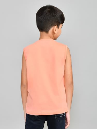 Image of Lux Cozi Printed Round Neck Sleeveless Cotton T-Shirt for Boys | Prints May Vary |