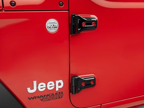 RedRock Exterior Door Hinge Covers; Black Compatible For 18-25 Jeep Wrangler JL