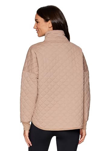 RBX Quilted Zip Up Jacket for Women, Lightweight Mock Neck Jacket with Pockets for Hiking, Workouts, Casual Wear2