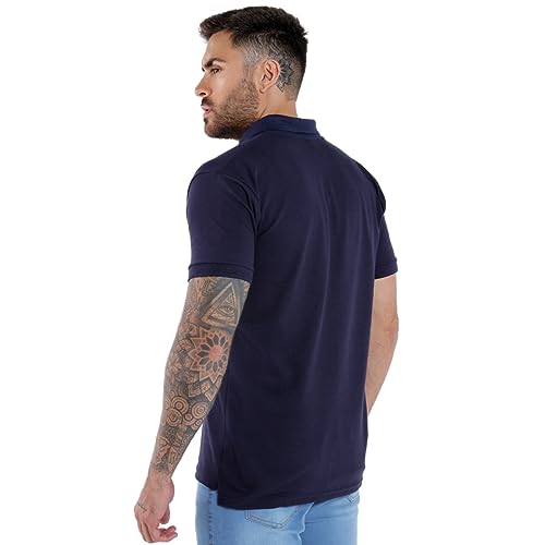 Camisa Polo Básica Masculina (Azul Marinho, G)