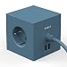 Produktbild Avolt Mehrfachsteckdose Cube - Würfel mit 3 Steckdosen und 2 USB-Anschlüssen - Design Steckdosenleiste mit 1,8 m Verlängerungskabel - Kompakt - Ozean Blau