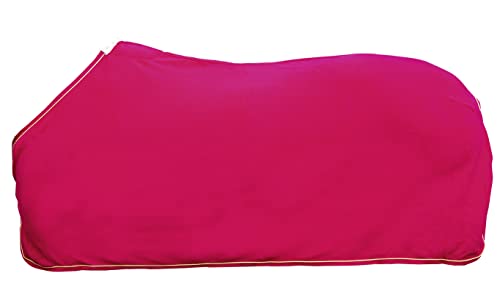 Couverture séchante HKM rouge pour éviter le coup de froid du cheval après l'effort 125 cm