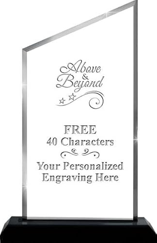 Crown Awards Personalized Acrylic Trophy, 8" Engraved Above & Beyond Incline Slant Acrylic Award Prime