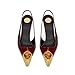 THESHY Womens Slingback High Heels Metal Pointed Toe Stiletto Heels Gems Embellished Stretch Slingback Pumps Patent Leather Fashion Party Dress Shoes for Women