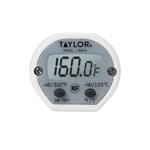 Image of Taylor Instant Read Digital Meat Thermometer for Grill, BBQ & Kitchen, NSF Approved, Fast Internal Temperature Readings, F /C Switchable Display, Battery Included, Pocket Sleeve Clip, White