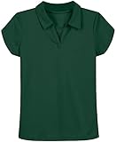 Nautica girls School Uniform Short Sleeve Performance Polo Shirt, Forest Green, 12 14 US