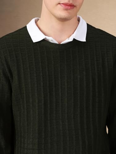 Image of Dennis Lingo Men Solid Acrylic Regular Fit Full Sleeves Pullover Sweater